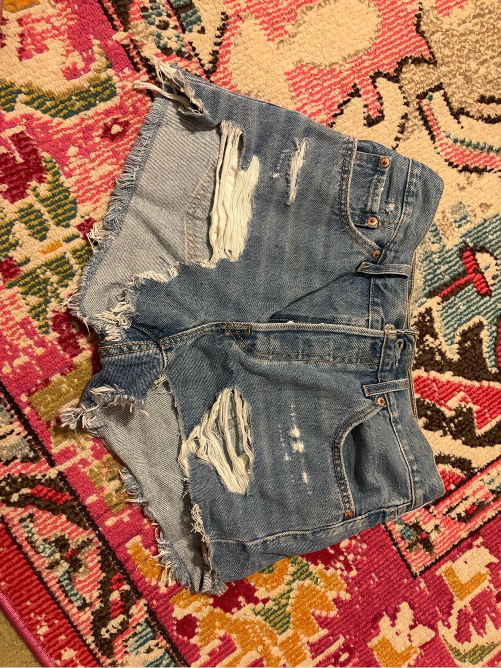Levi's Light Blue Distressed Denim Cutoff Shorts